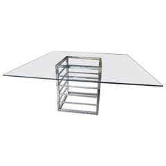 Square Chrome & Glass Dining Table