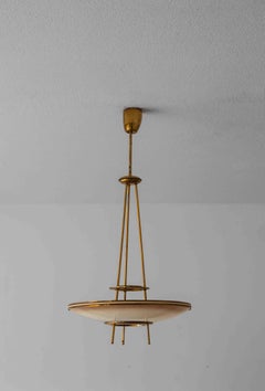 Elegant glass half-dome chandelier by Fontana Arte, Italy 1950s