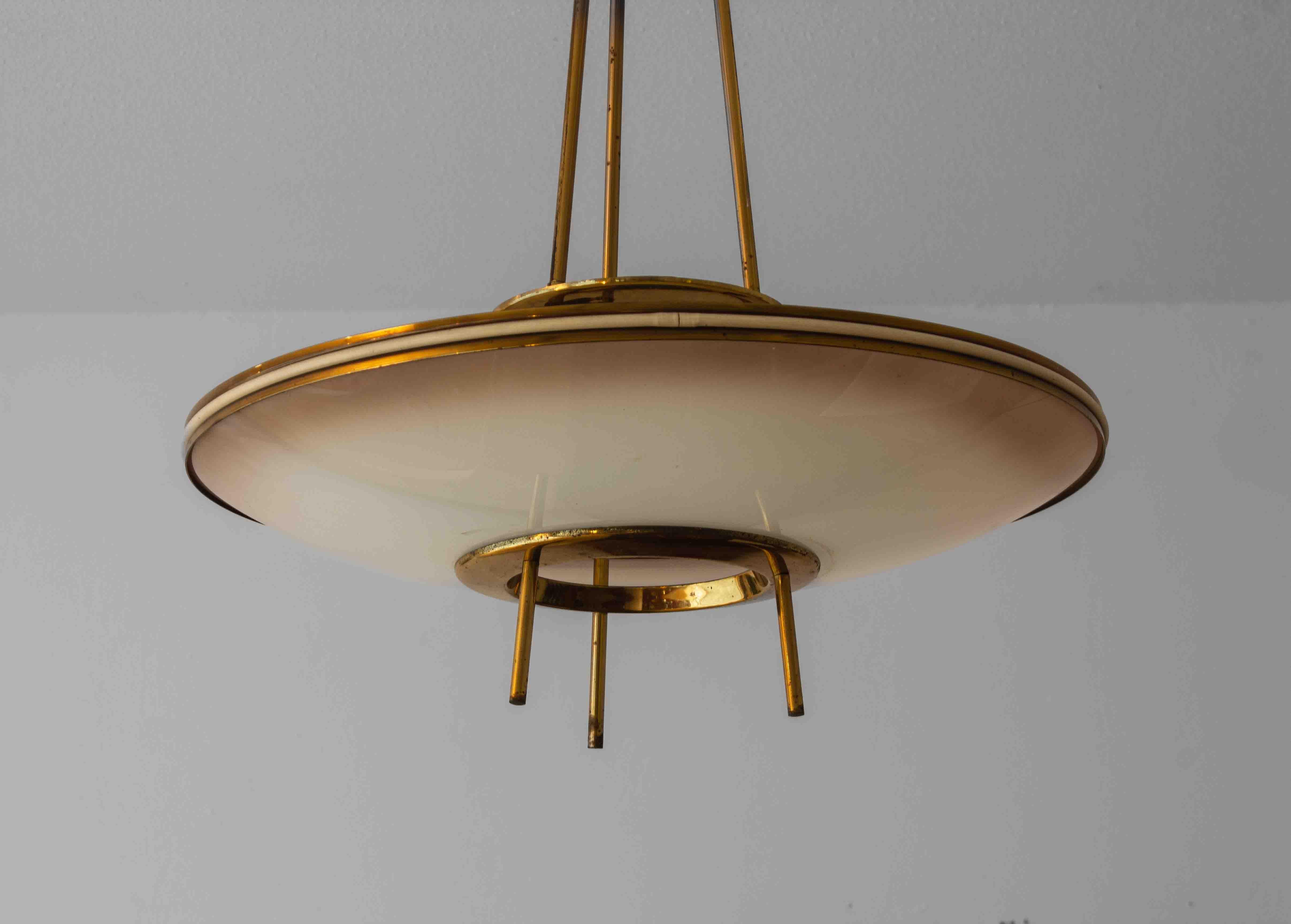 Eleganter Halbkuppel-Kronleuchter aus Glas von Fontana Arte, Italien 1950er Jahre (Moderne der Mitte des Jahrhunderts) im Angebot
