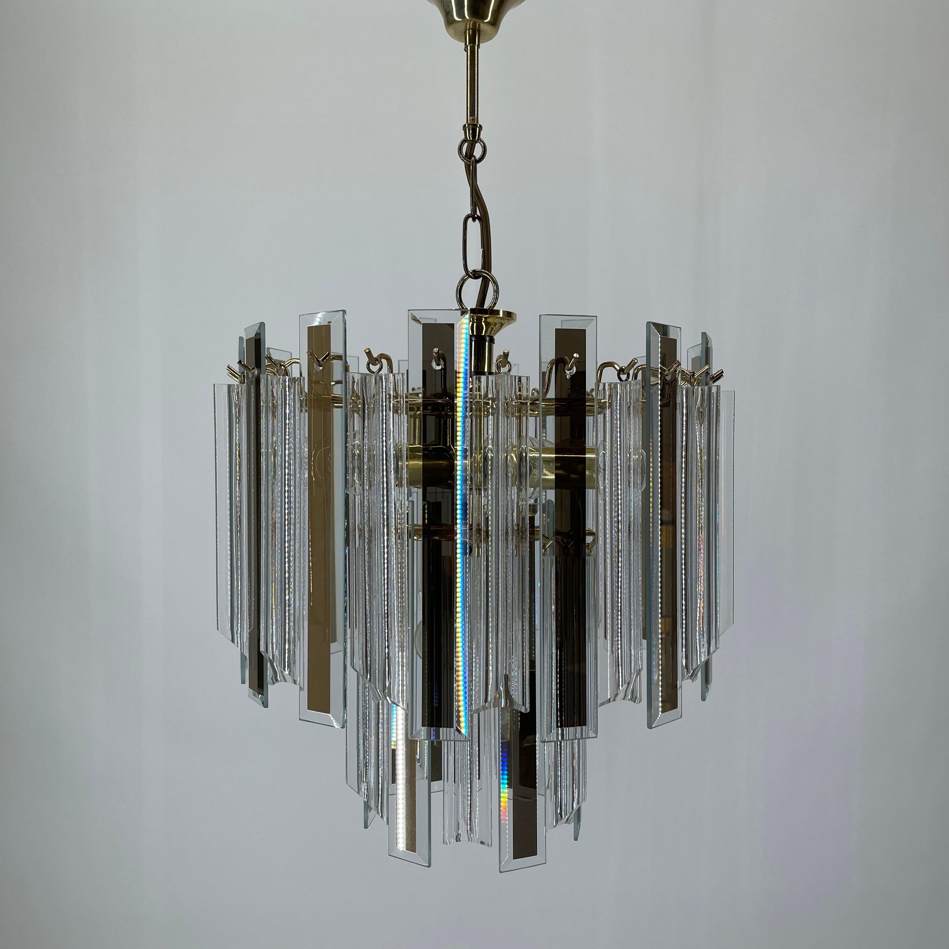 Elegant glass Lucite chandelier, Austria 1970s.