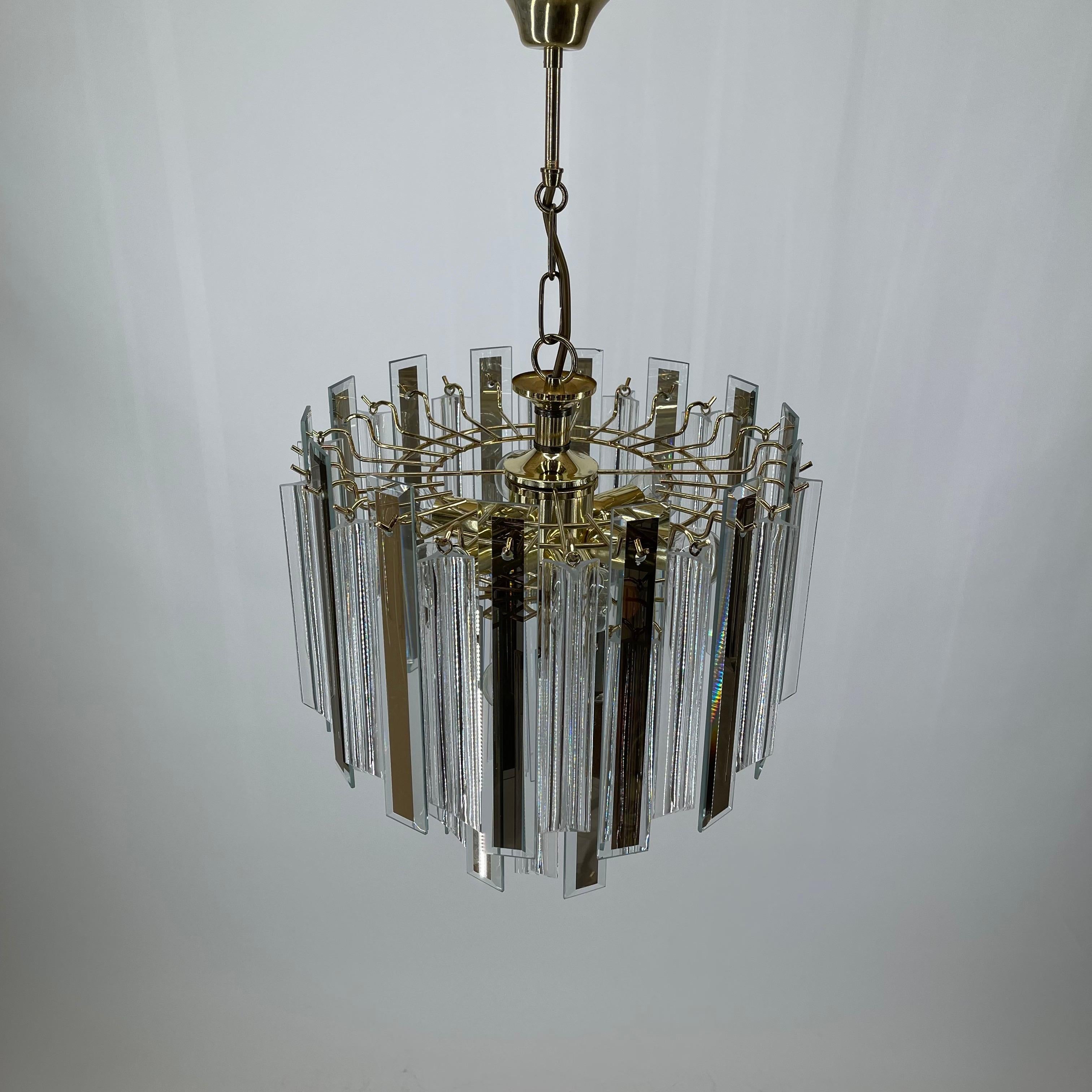 Mid-Century Modern Elegant Glass Lucite Chandelier, Austria, 1970s For Sale