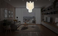 Elegant Glass Tube Chandelier, 30 Albaster White Glasses