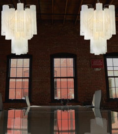 Elegant Glass Tube Chandeliers, 30 Albaster White Glasses