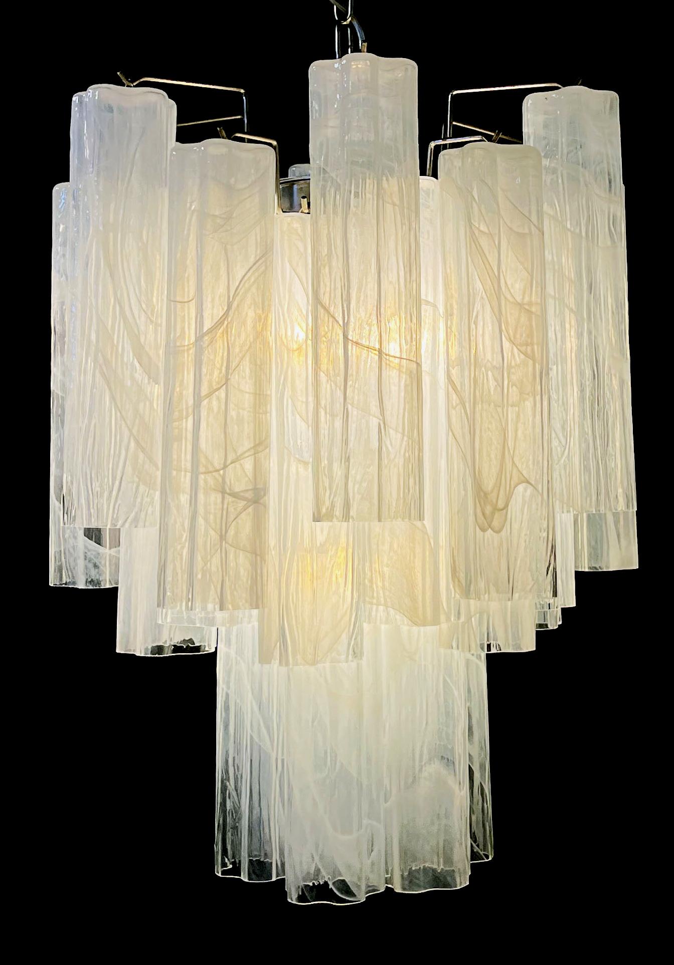 white blown glass chandelier