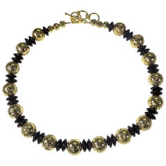 Elegant Gold and Black Choker Necklace