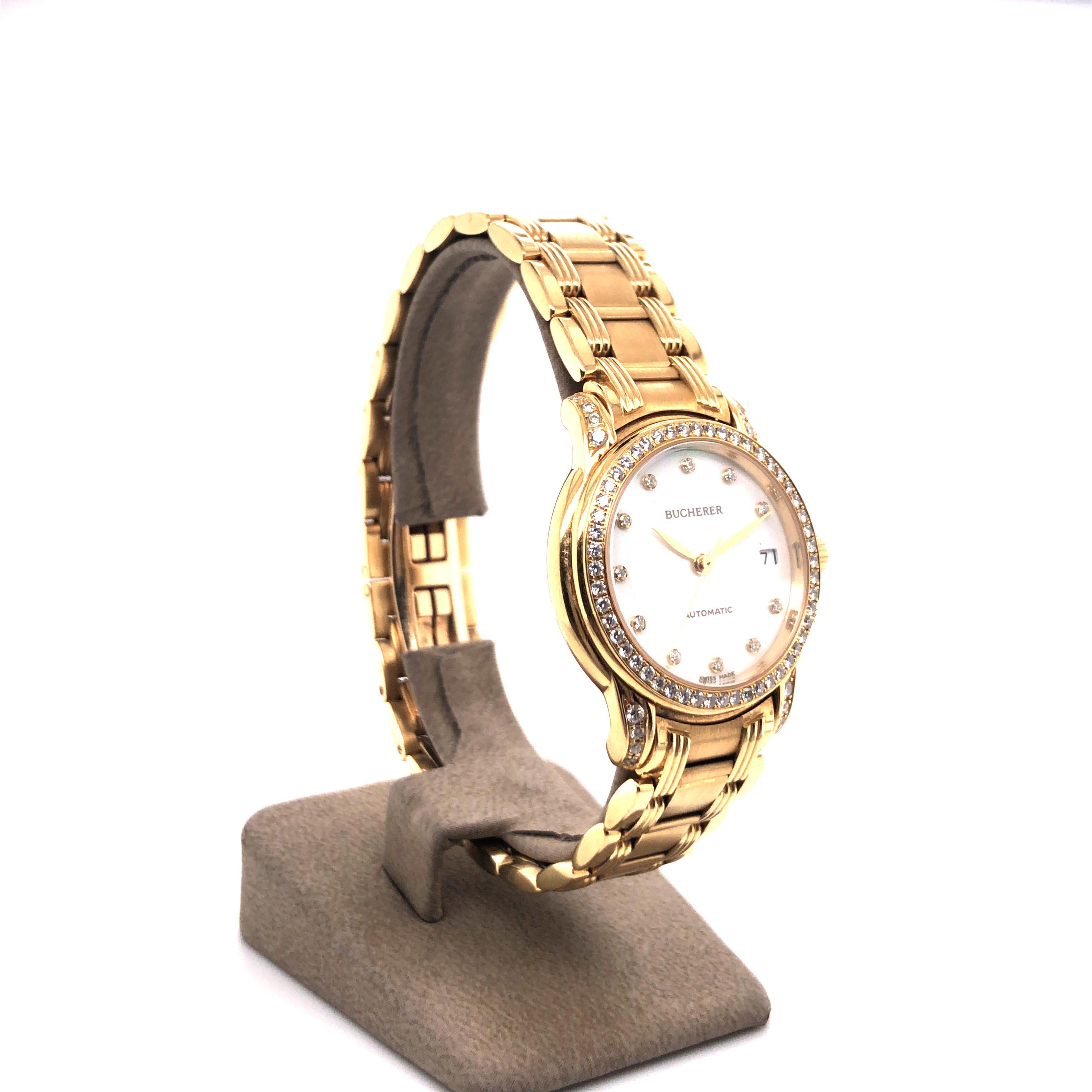 Elegante Damenuhr aus Gold und Diamanten von Bucherer, Schweiz (Moderne)