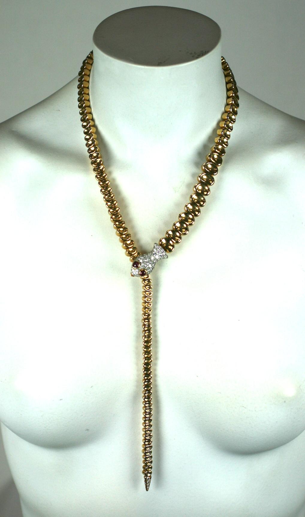 Elegant Gold and Diamond Snake Necklace 5