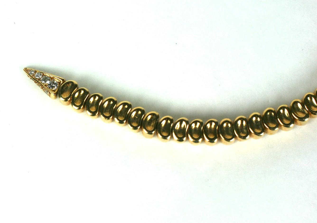 Women's or Men's Elegant Gold and Diamond Snake Necklace