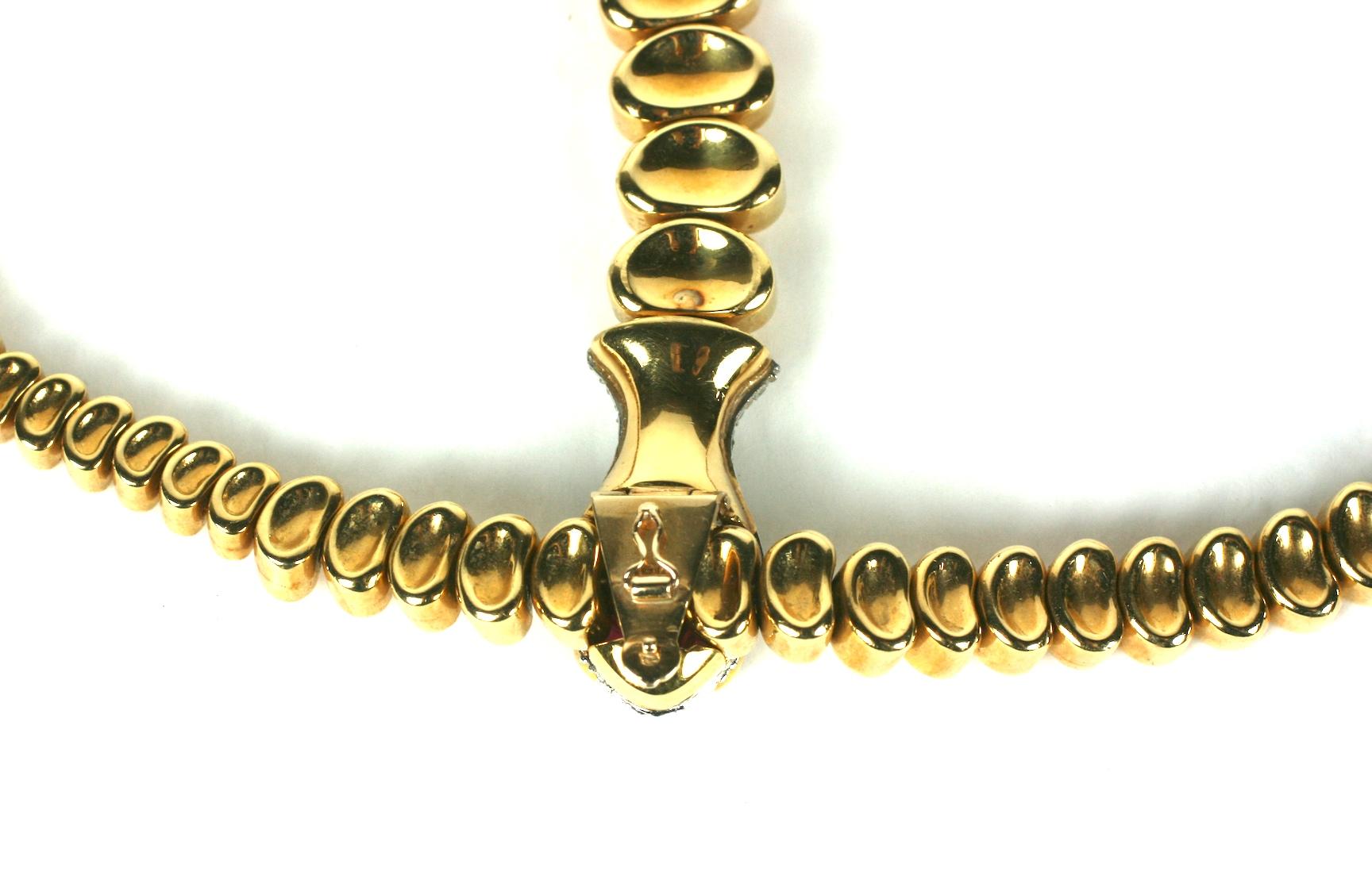 Round Cut Elegant Gold and Diamond Snake Necklace