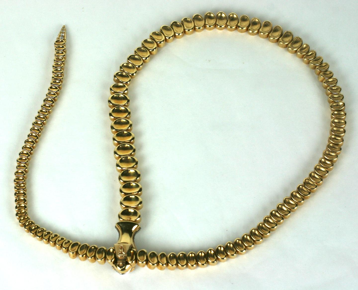Elegant Gold and Diamond Snake Necklace 1