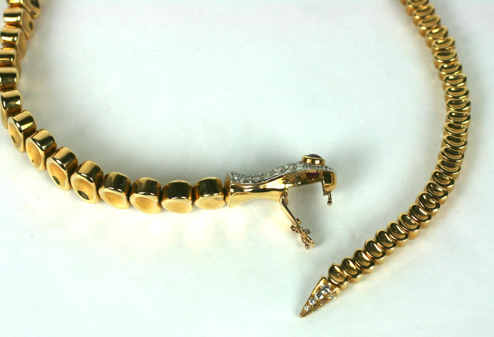 Women's or Men's Elegant Gold and Diamond Snake Necklace