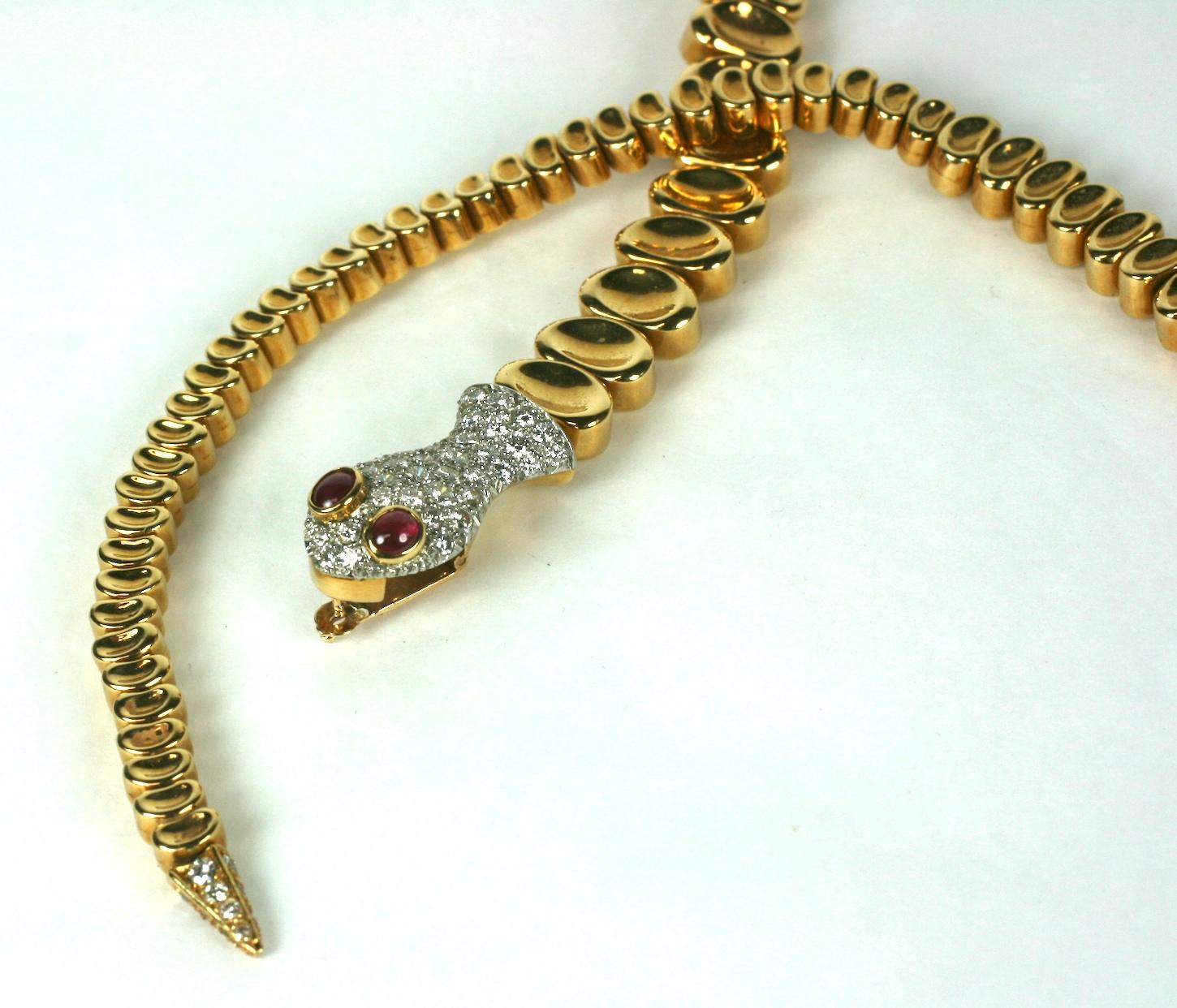 Elegant Gold and Diamond Snake Necklace 3