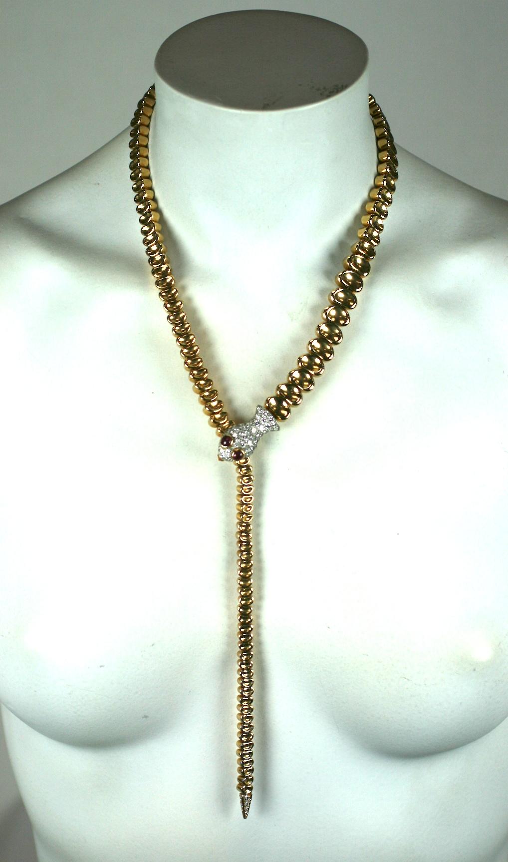 Elegant Gold and Diamond Snake Necklace 1