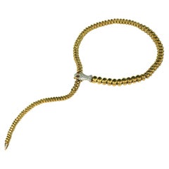 Elegant Gold and Diamond Snake Necklace