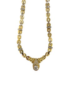 Elegant Gold Chain with Brilliant Diamond Centerpiece and smaller diamonds