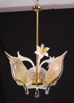Elegant Gold Chandelier Franco Luce for Seguso, Murano Glass, 1970s