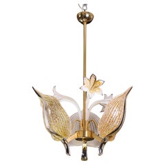 Elegant Gold Chandelier Franco Luce for Seguso, Murano Glass, 1970s