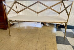 Elegant Gold Gilt Neoclassical Revival Metal Bench