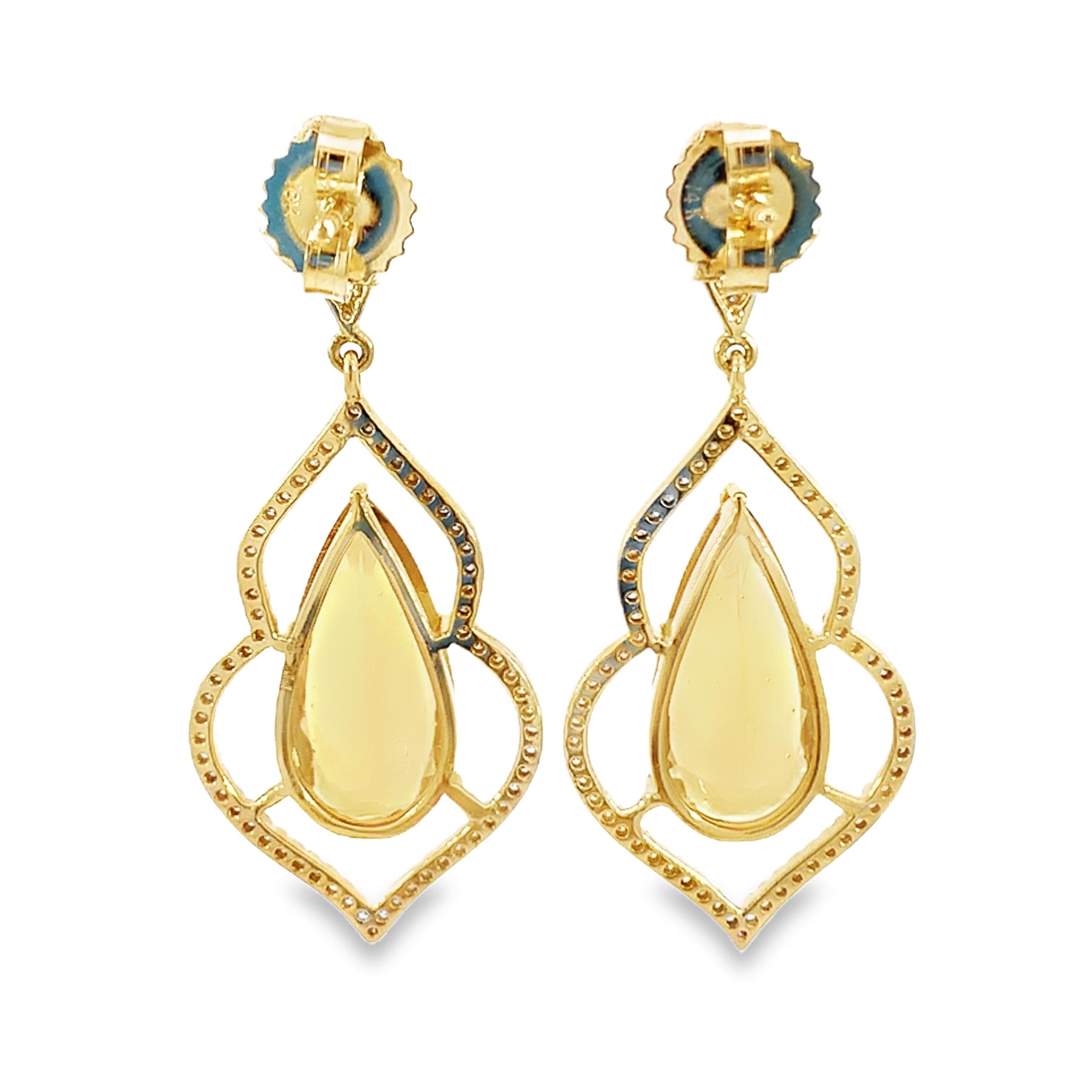 Boucles d'oreilles élégantes en or, diamant naturel et aigue-marine jaune Pour femmes en vente
