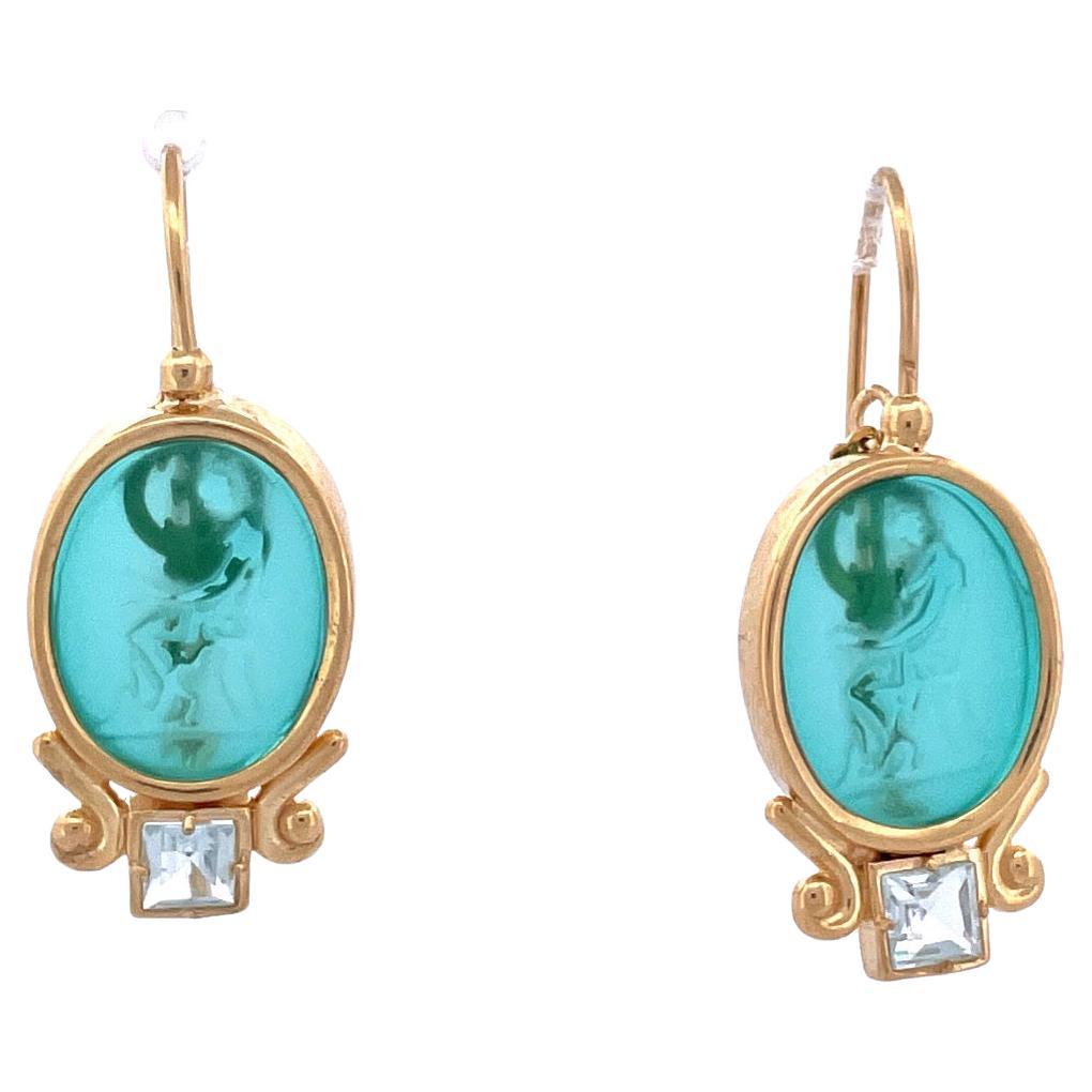 Elegant Gold-Plated Italian Smoked Venetian Glass Earrings For Sale