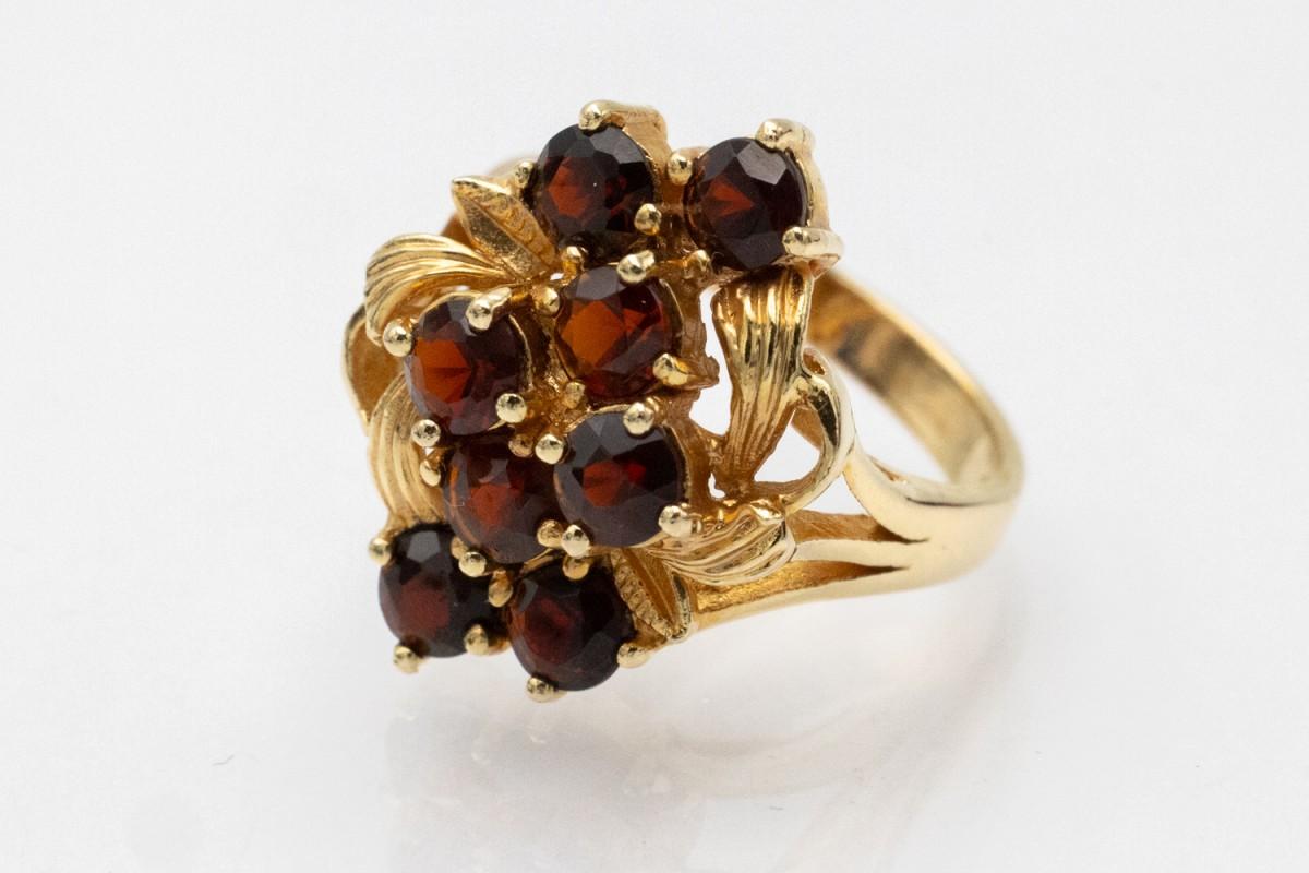 da uomo o donna Elegante anello vintage placcato in oro con granati in vendita