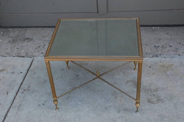 Elegant Gold Side Table with Antique Mirrored Glass For Sale at 1stDibs