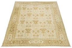 Elegant Golden Elfenbein Modern Oushak Stil Handgeknüpfter Wollteppich 10x14