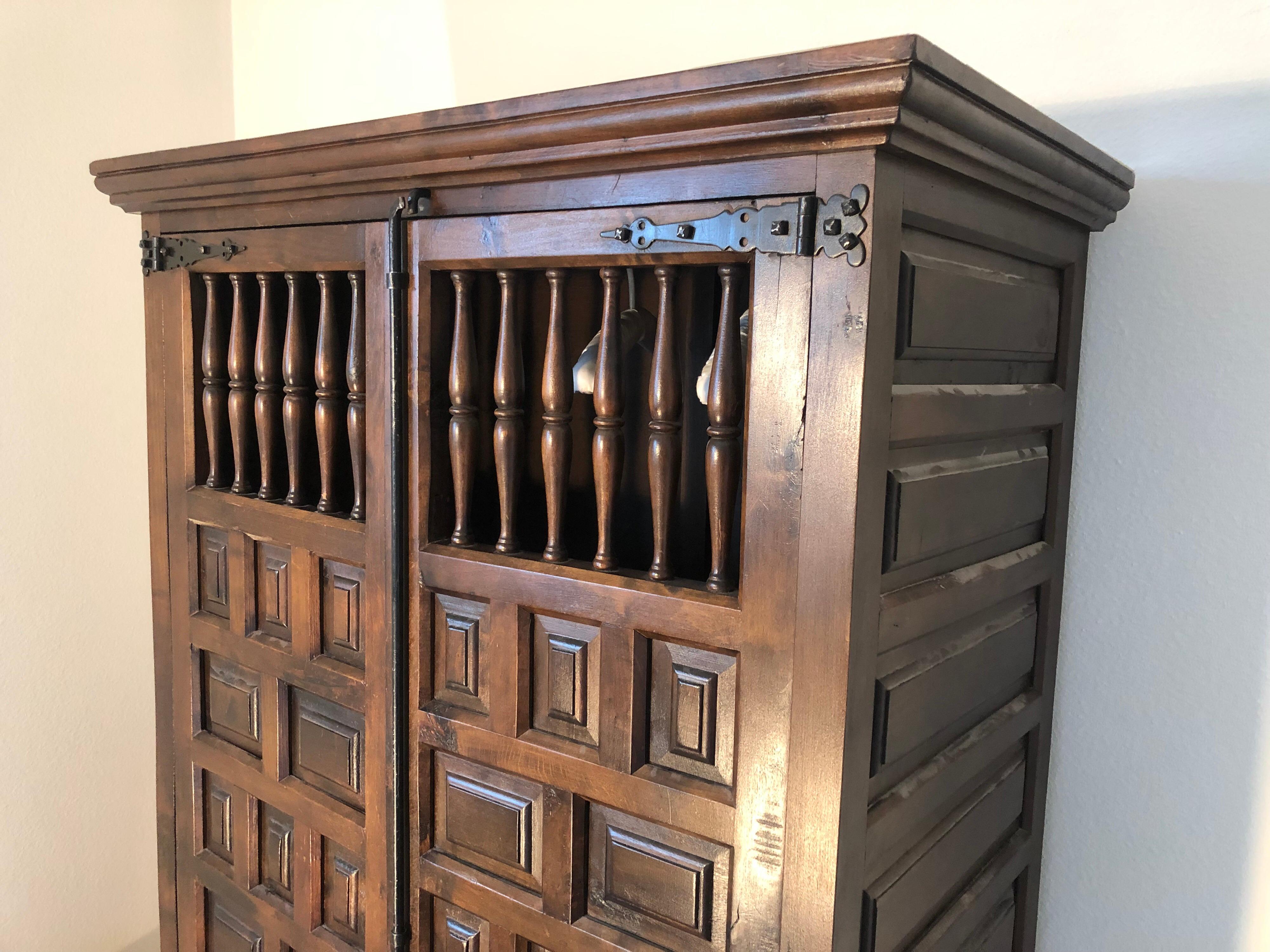 Elegant Gothic Wardrobe Dark Wood Single Armoire, France 4