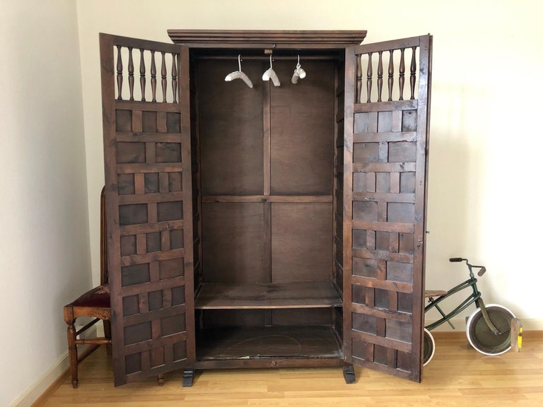 Elegant Gothic Wardrobe Dark Wood Single Armoire France At 1stdibs