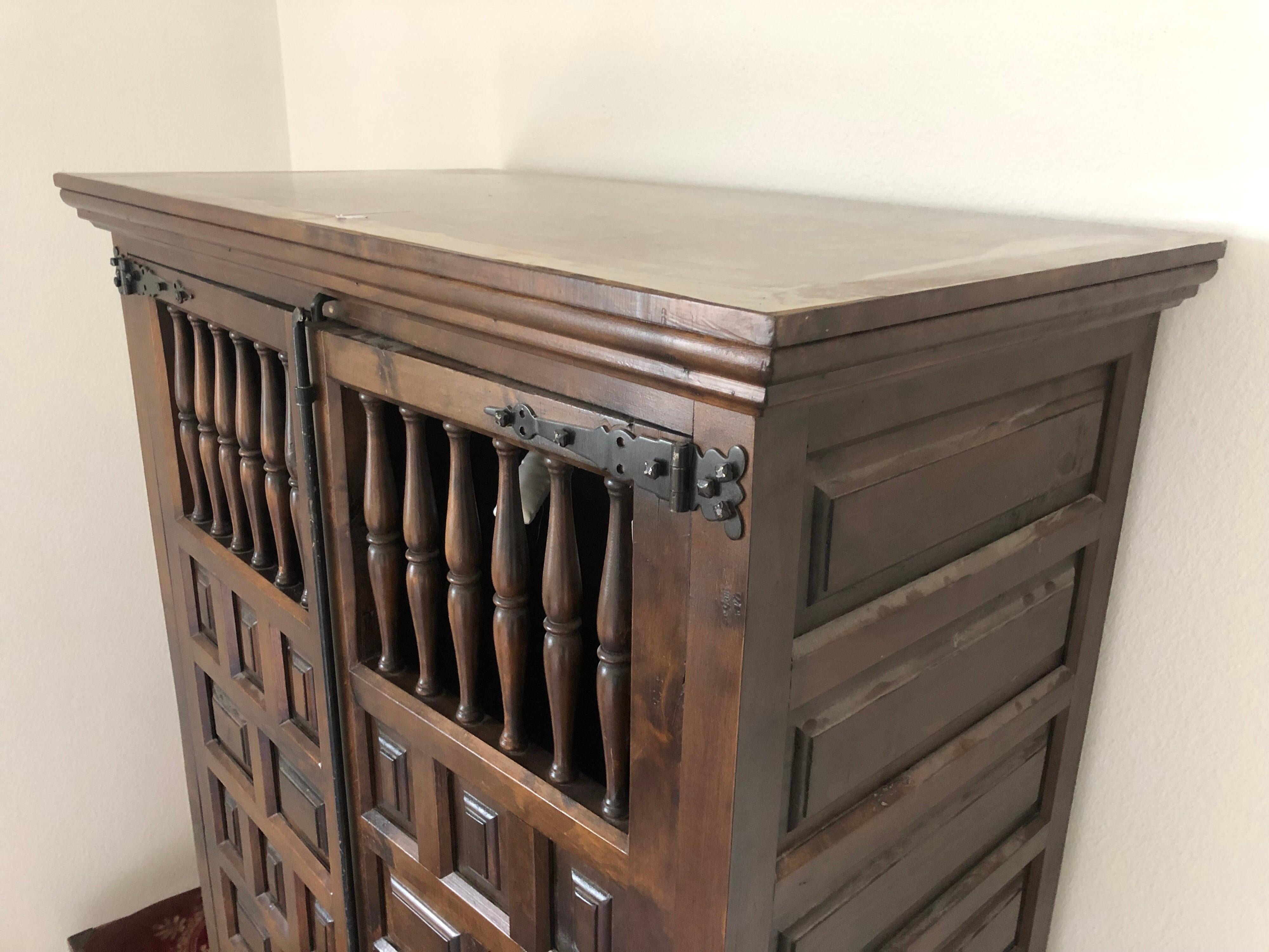 Elegant Gothic Wardrobe Dark Wood Single Armoire, France In Good Condition In Sofia, BG