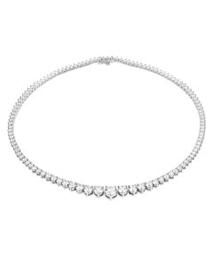 Elegant Graduated Diamond Tennis Necklace in 18K White Gold with 18.80 Carat