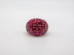 Elegant Graff 18k Platinum Ring - Oval Ruby and Diamond Accented