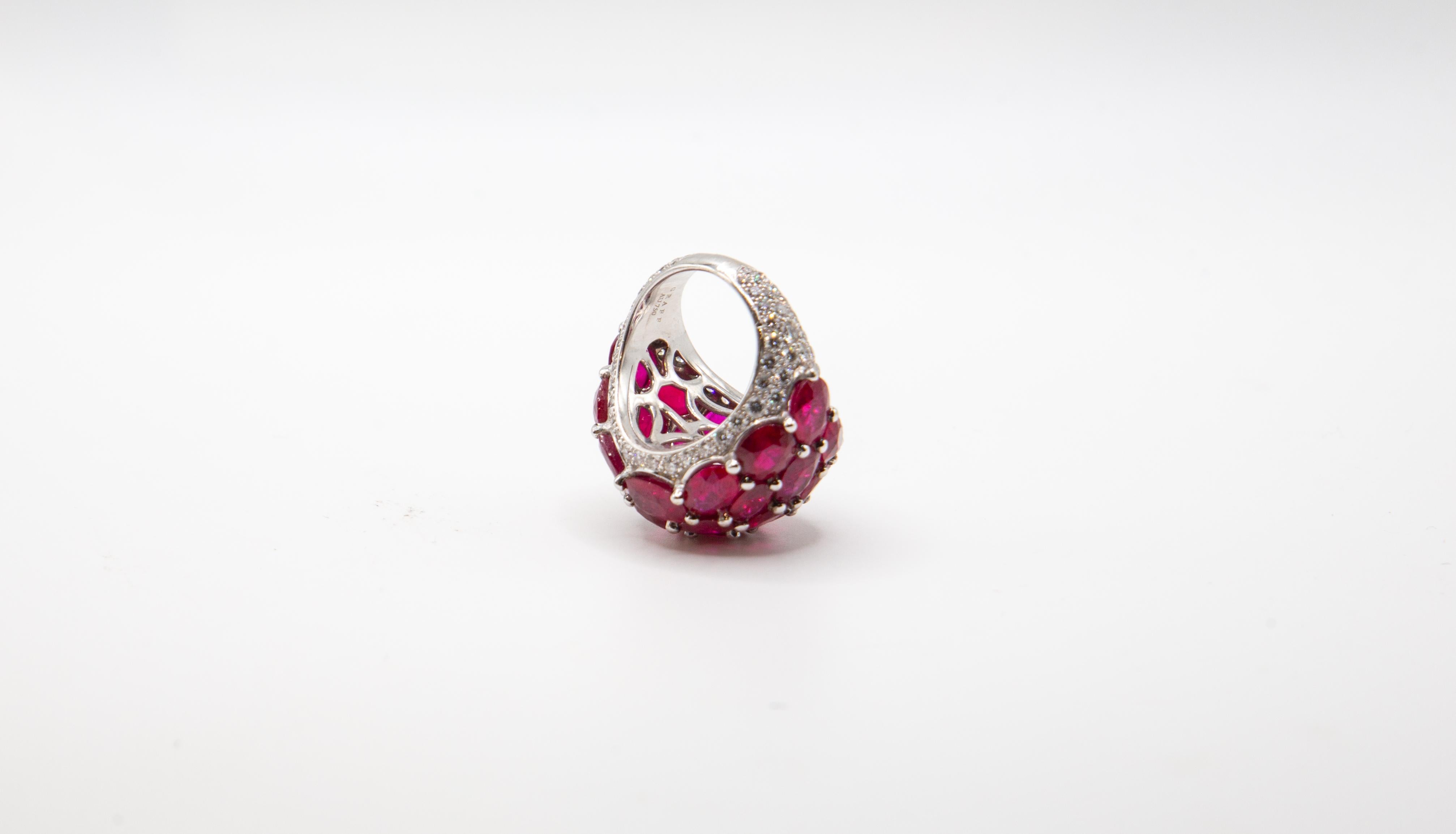 Anello Eleg Graff in platino 18 carati - rubino ovale e diamanti in vendita 8