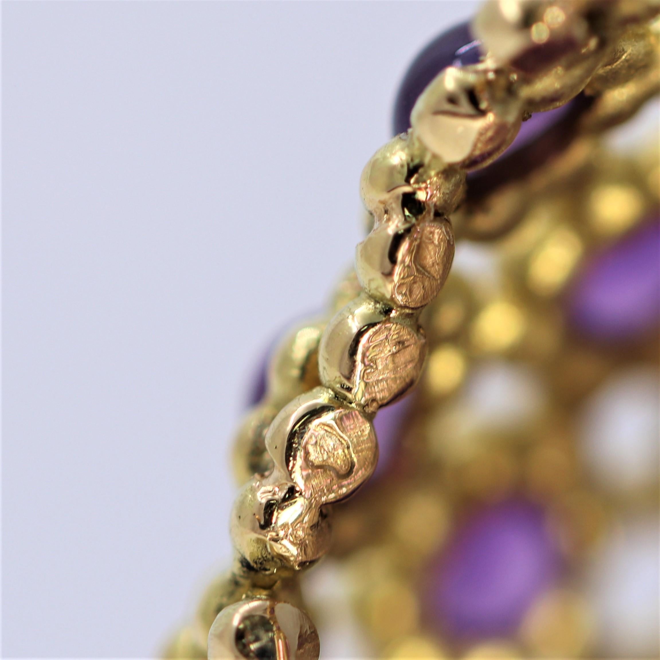 Elegant Grand Scale French Mid-20th Century 18k Gold and Amethyst Cocktail Ring For Sale 8