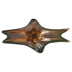 Elegant Green and Gold Murano Somerso Glass  Bowl/Centerpiece