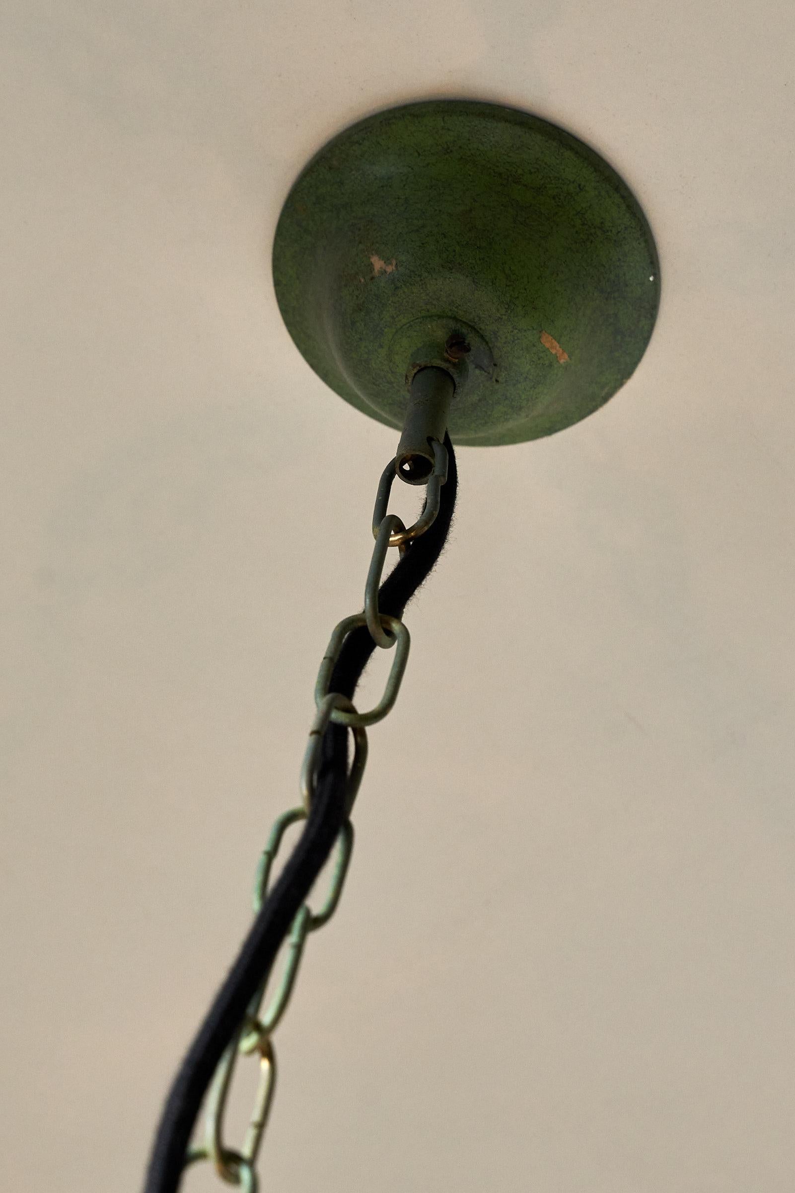 Elegant Green Chandelier with Shades Italy For Sale 3