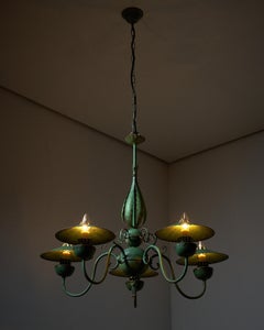 Elegant Green Chandelier with Shades Italy