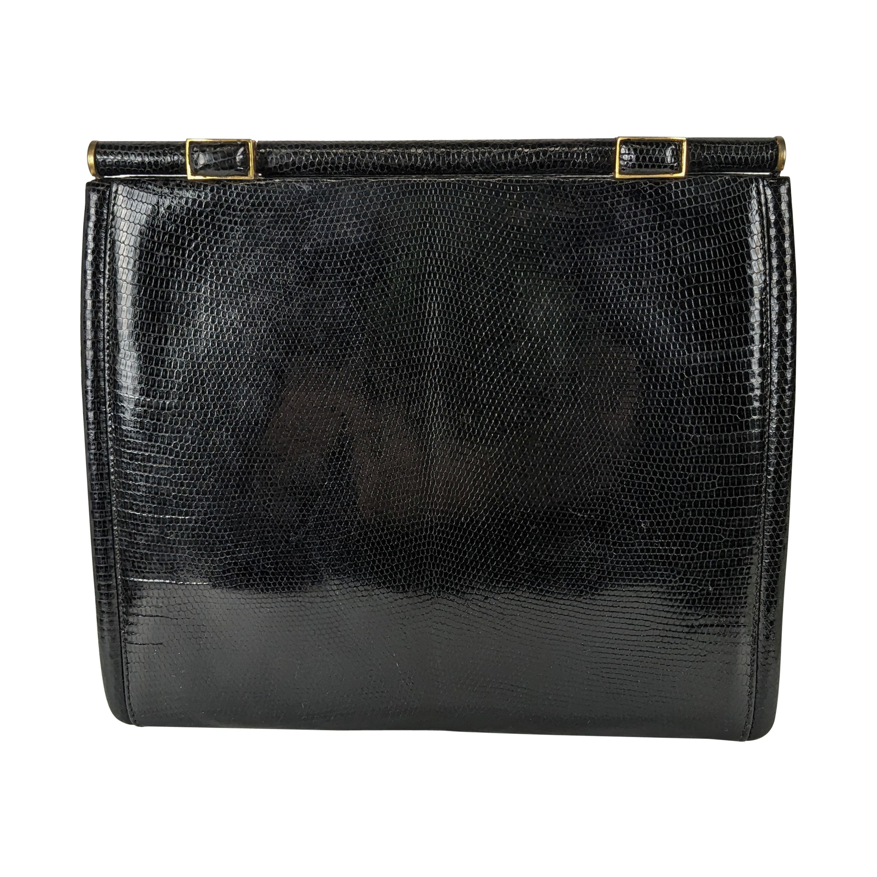 Schwarze Eidechsen-Clutch von Gucci