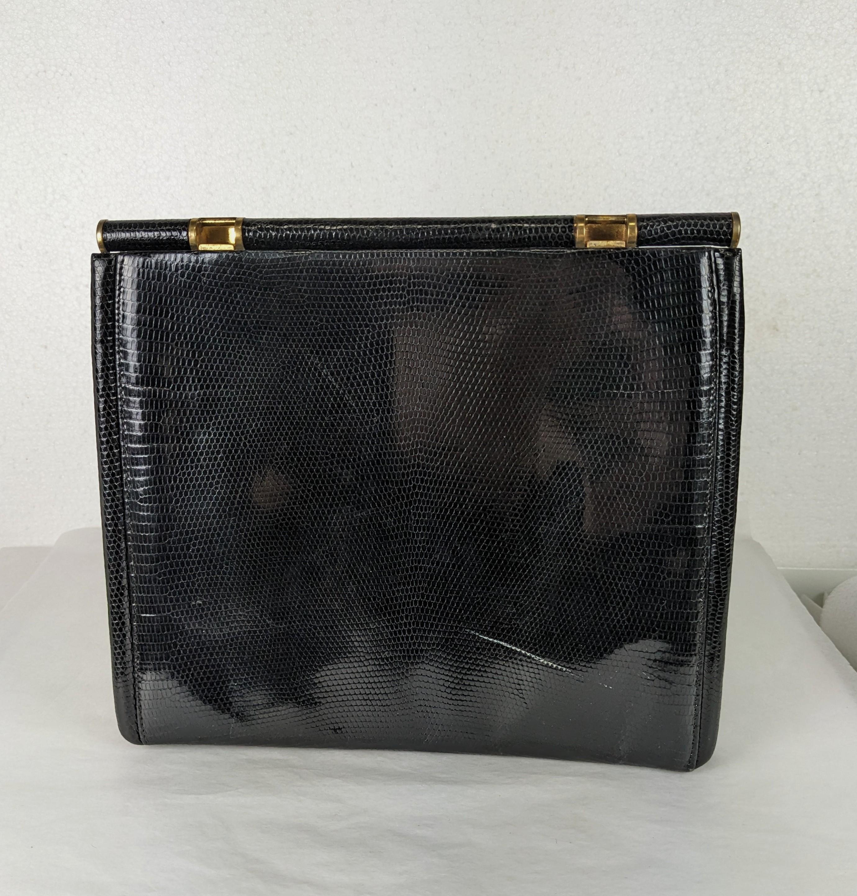 Elegant Gucci Black Lizard Clutch  In Good Condition For Sale In New York, NY