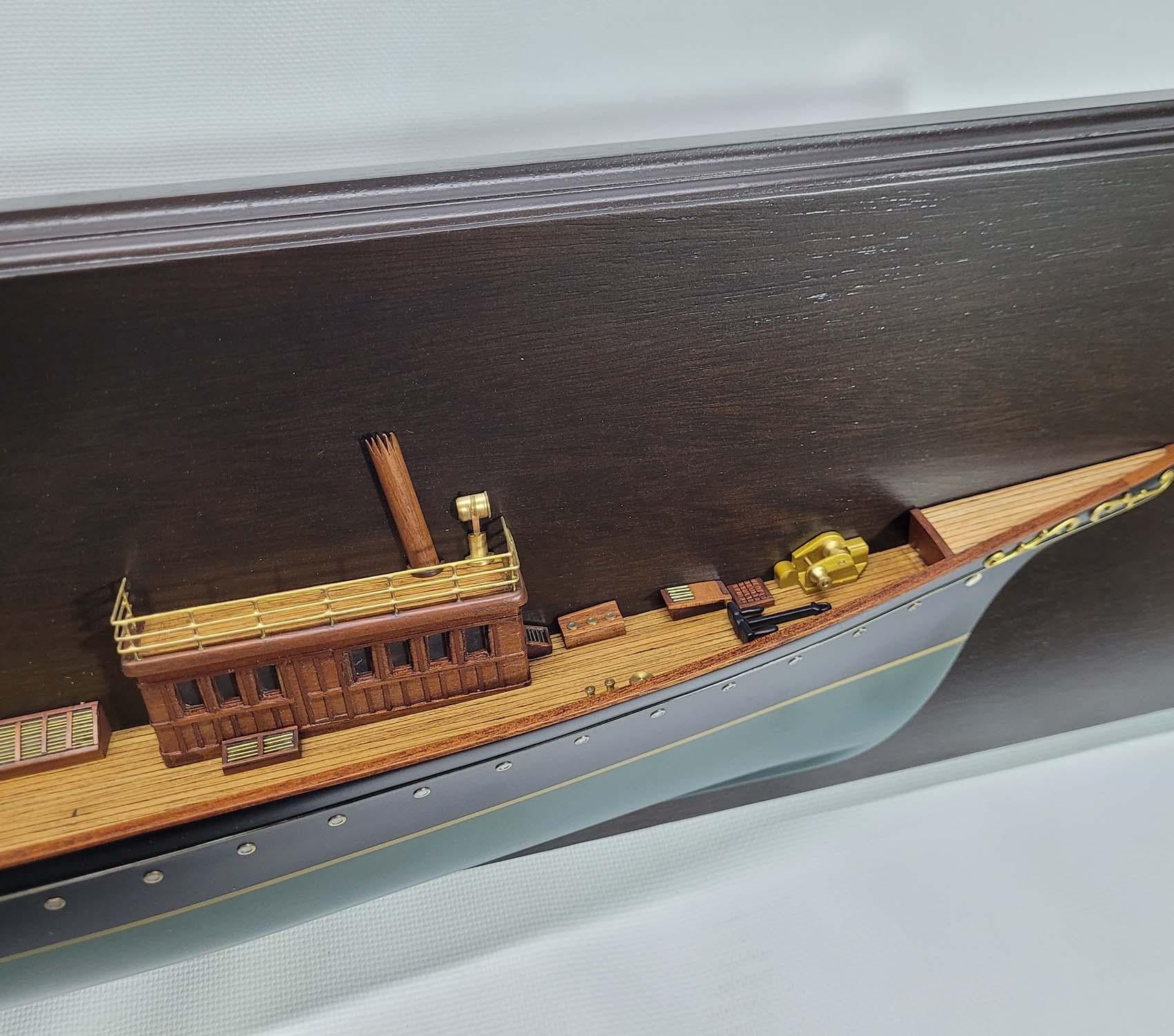 Wood Elegant Half Model of the Steam Yacht Corsair For Sale