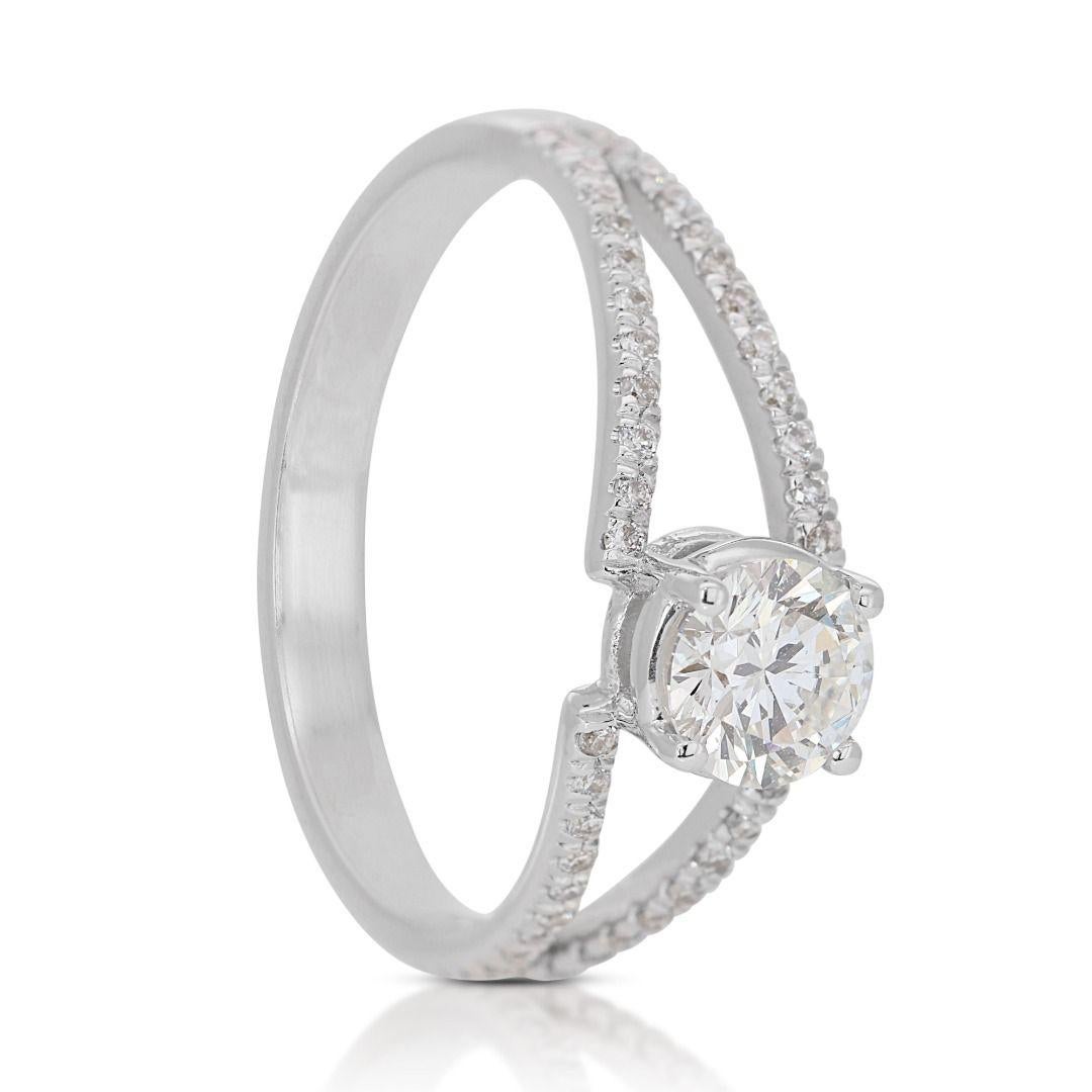 Women's Elegant Halo Ring in 14K White Gold For Sale