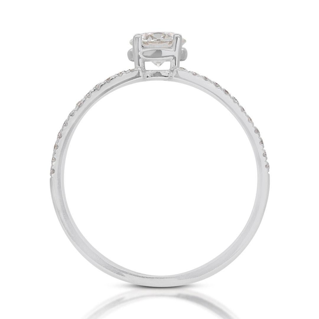 Elegant Halo Ring in 14K White Gold For Sale 2