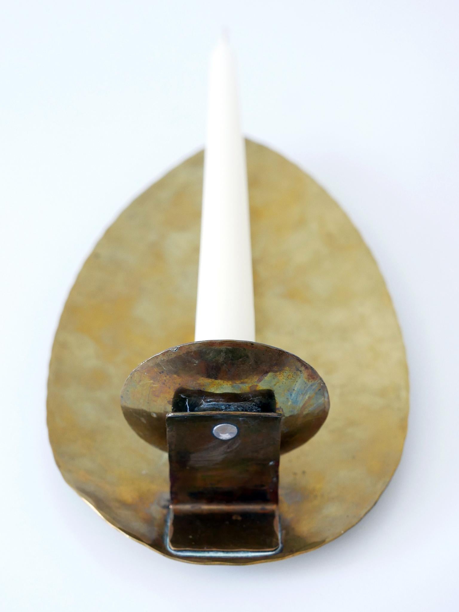 Elegant Hammered Brass Bauhaus Candle Sconce 1930s Germany For Sale 10