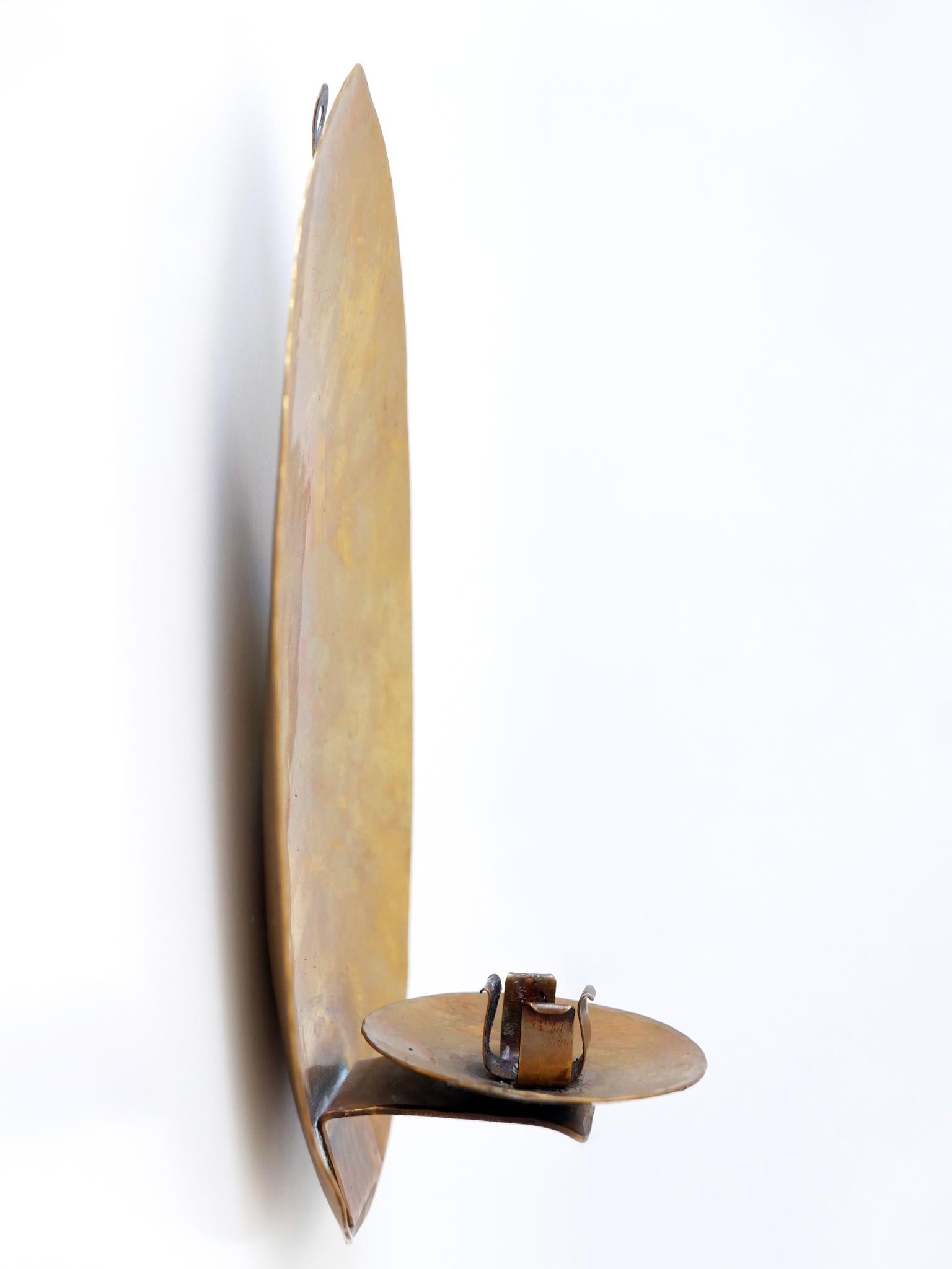 Elegant Hammered Brass Bauhaus Candle Sconce 1930s Germany For Sale 1