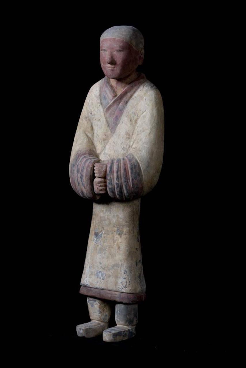 Cinese Elegante guerriero di terracotta della dinastia Han - Cina '206 a.C. - 220 d.C.' in vendita