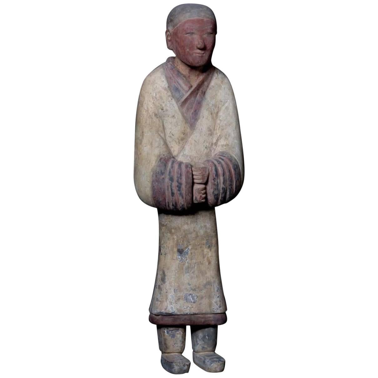 Eleganter Terrakotta-Krieger aus der Han Dynasty - China '206 v. Chr. - 220 n. Chr.'. im Angebot