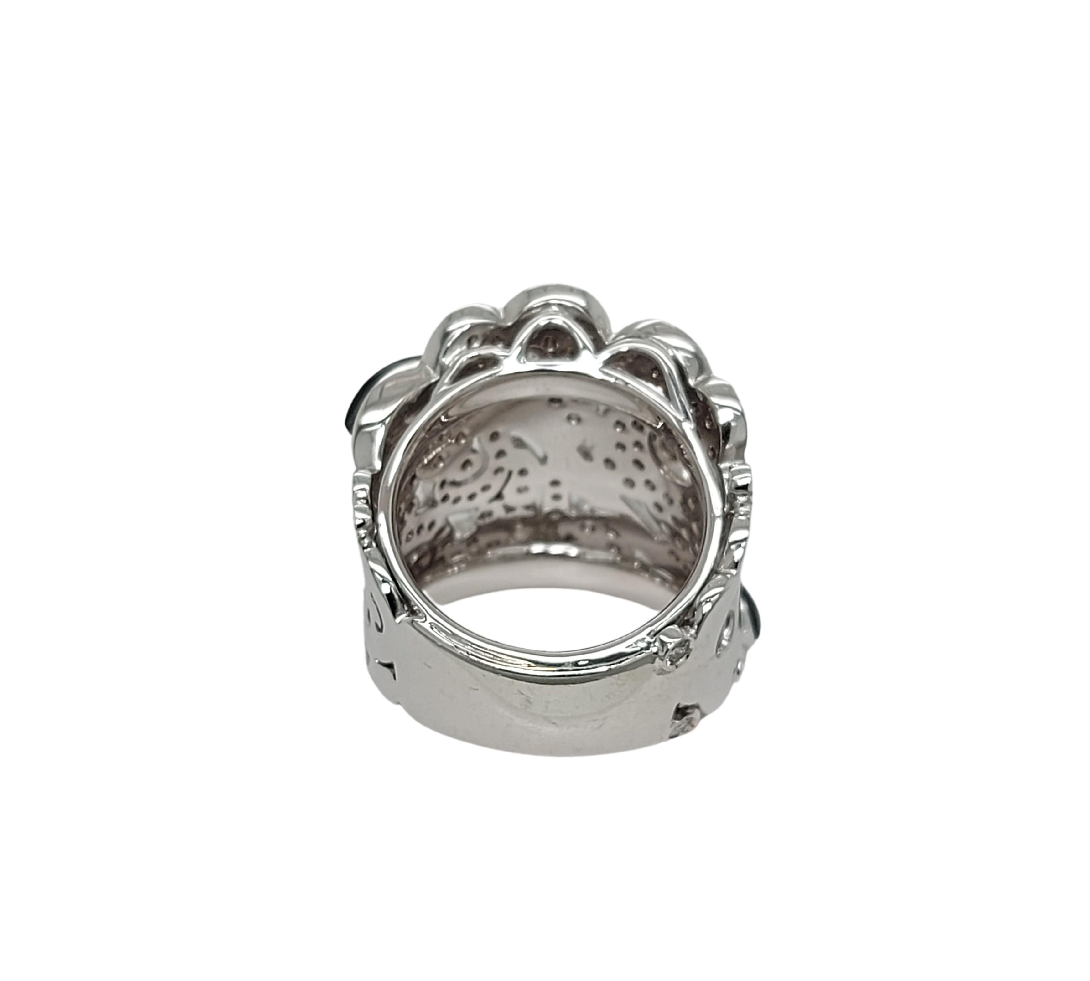Elegant Hand Crafted 18kt White Gold Ring with 1.55ct Diamonds & Enamel For Sale 8