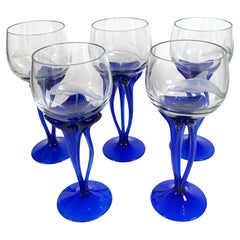 Elegant Hand-Engraved Dolphin Wine Glasses - Set of 5 - Size M