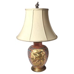 Elegante handvergoldete und bemalte Porzellanlampe von Royal Worcester, England 1878