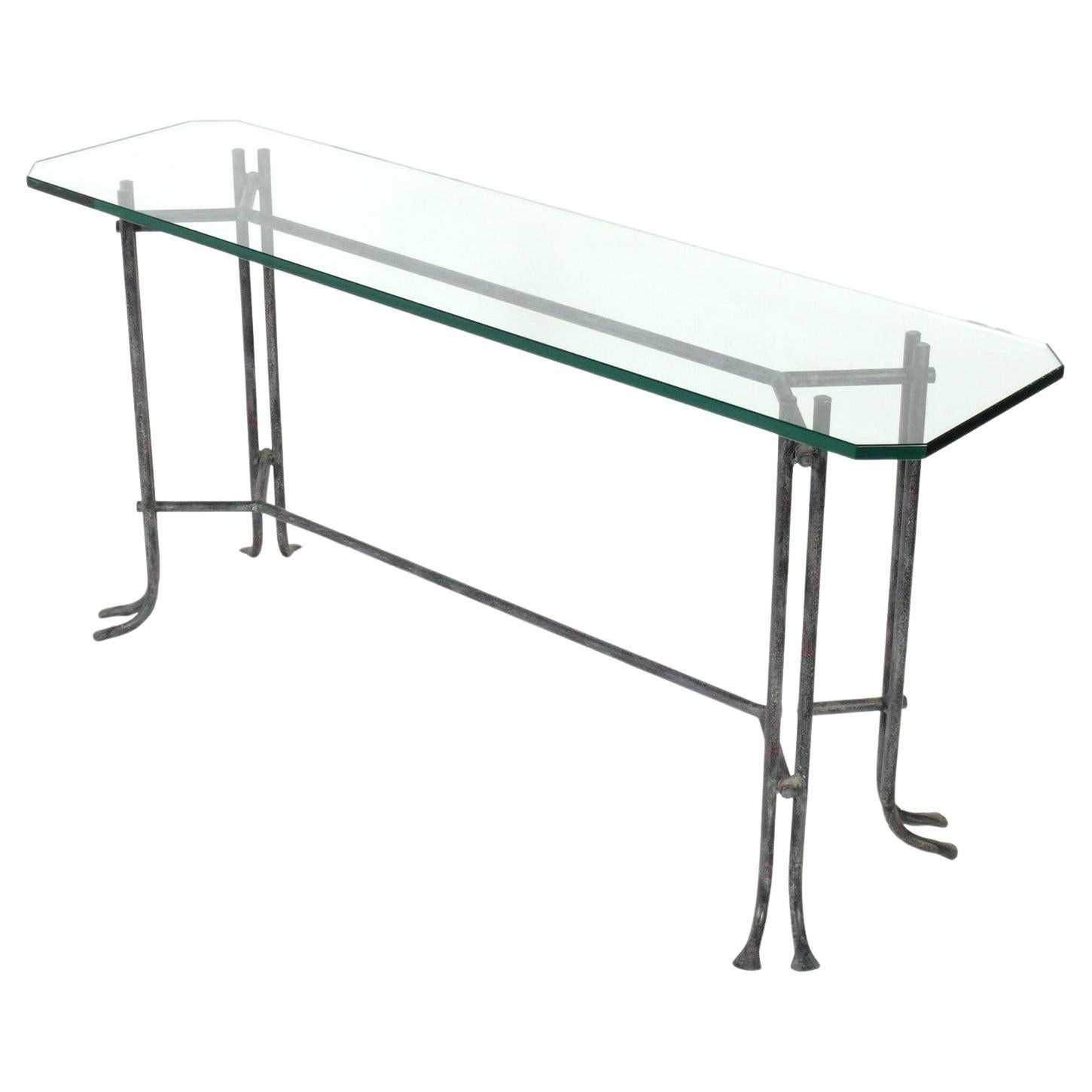 Elegant Hand Made Iron and Glass Console Table 